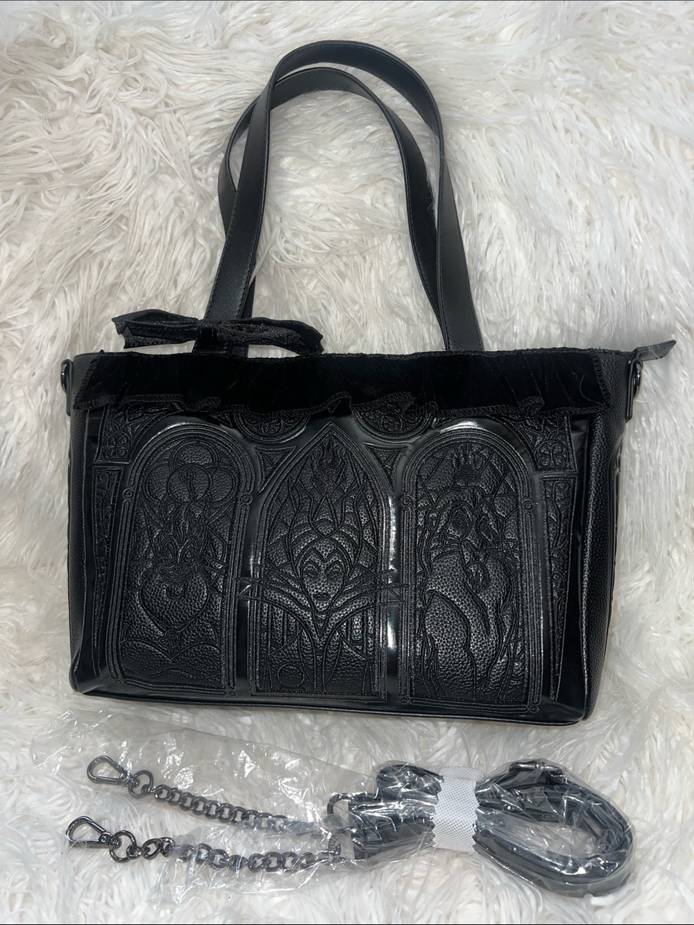 New Disney Villains Stained Glass Loungefly Tote